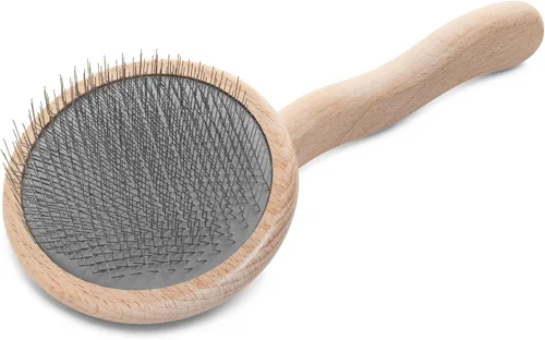 Vista 15 de Chris Christensen Mark VI - Cepillo deslizante de espalda curvada para perros, pasadores de 0.472 in, mango ergonómico de madera de haya ligera