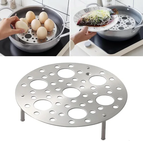 Vista 5 de Stainless Steel Steamer Rack Cooking Stand 7.09x1.89 inch Multifunctional Steamer Insert for Pan Bread Fruit Vegetables Seafood- High Legs