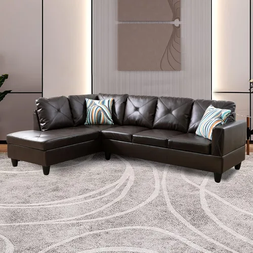 Vista 17 de A Ainehome Sofá seccional de muebles, moderno sofá de cuero en forma de L para sala de estar, apartamento y espacio pequeño