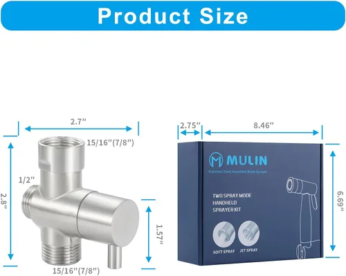 Vista 3 de Mulin Pulverizador de bidé para inodoro - Pulverizador de mano con control de presión de agua para bebé, pañal de tela, lavado femenino, acero