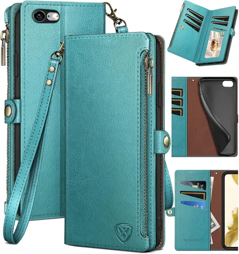 Vista 10 de XcaseBar Funda tipo cartera para iPhone 6S Plus/6 Plus de 5.5 pulgadas con cremallera para tarjetas de crédito, libro con tapa, funda de piel