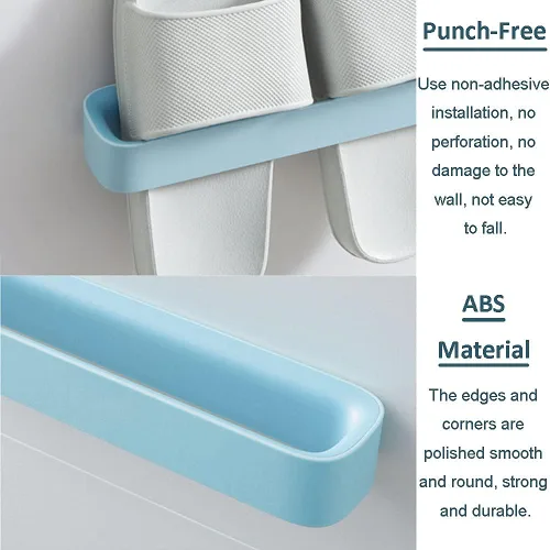 Vista 5 de Zapatero montado en la pared, zapatero colgante para puerta, soportes autoadhesivos para montar en la pared, estante colgante para baño, caja