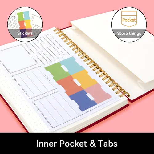 Vista 4 de Alltree Cuaderno de cuadrícula de puntos en espiral, cuaderno de papel punteado para el trabajo, tamaño mediano A5, cuaderno en espiral con lazo