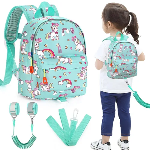 Vista 26 de Accmor Arnés de mochila de dinosaurio para bebés con correa para niños pequeños con eslabón de muñeca antipérdida, bonita bolsa de guardería