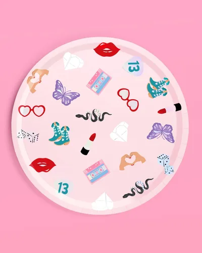 Vista 6 de xo, Fetti Platos de papel para fiesta, 24 piezas, 9 pulgadas, vajilla para fiesta de concierto, decoraciones de despedida de soltera, vajilla