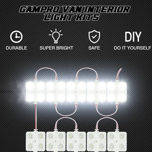 Vista 4 de GAMPRO Kit de luces interiores de 12 V, 12 W, 80 LED, kit de luces LED blancas de techo para furgoneta, minivan, remolque, camión, caravana