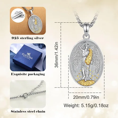 Vista 115 de EUDORA Collar de plata de ley 925 con moneda Hécate, Athena, Perséfono, Nyx, diosa de la luna triple, diosa celta, rueda de Hécate, llave, regalo