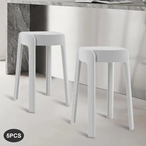 Vista 7 de Taburetes apilables de plástico de 18 pulgadas, 5 unidades, sillas apilables portátiles, taburetes de bar sin respaldo para niños, taburete