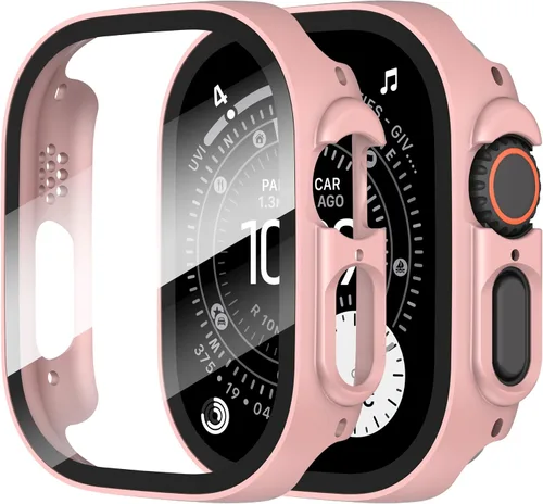 Vista 49 de Diruite Juego de 2 fundas para Apple Watch Series 3/2/1 de 38mm, protector de pantalla de vidrio templado ultradelgado de todo alrededor para iWatch