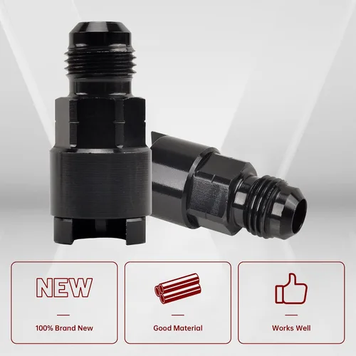 Vista 5 de Adaptador de combustible Conector 6AN macho acampanado a 3/8" y 5/16" Conexión/desconexión rápida hembra Empuje EFI Conector Aluminio Negro
