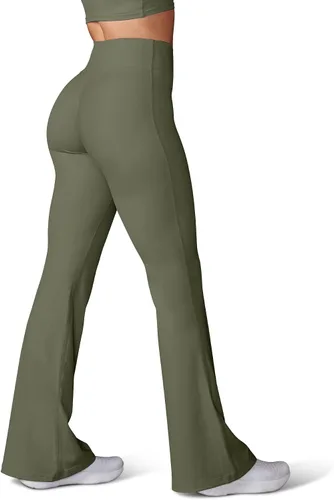 Vista 40 de HEGALY Pantalones de yoga acampanados para mujer, leggings cruzados, suaves, de cintura alta, pantalones casuales de entrenamiento con corte de bota