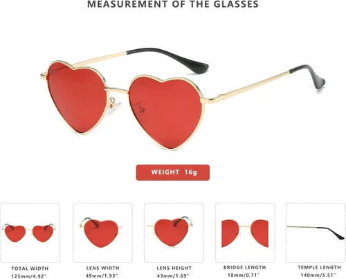 Vista 3 de LASPOR Gafas de sol polarizadas con forma de corazón para mujer, con marco de metal, protección UV400