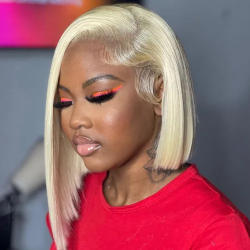 Vista 33 de Peluca Bob de pelo humano 13x4 encaje frontal HD estilo Bob corta y recta con parte lateral para mujeres negras, pelo humano prearrancado, sin De