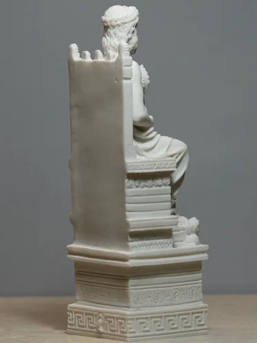 Vista 5 de Estatua de alabastro griego de Zeus Júpiter del rey de los dioses, decoración de 10.6 pulgadas