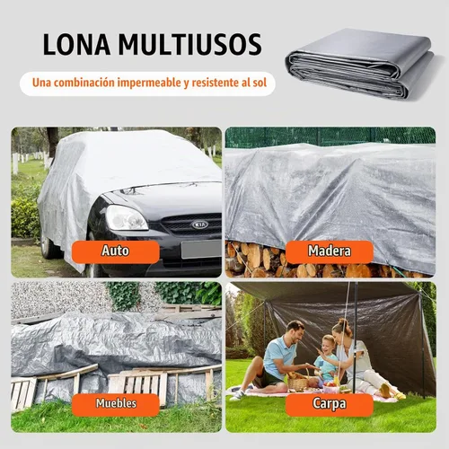 Vista 6 de VEVOR Lona impermeable de 16 x 20 pies, cubierta de lona de polietileno de plástico de 10 mil, lona multiusos resistente a desgarros, rayos UV