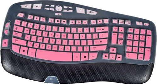 Vista 9 de Funda protectora para teclado Logitech K350 MK570 MK550, vinilo adhesivo para teclado Logitech K350 MK550 MK570, funda protectora de onda Negro