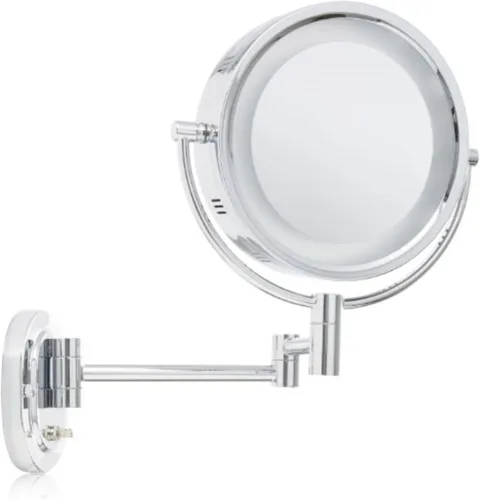 Vista 10 de JERDON Espejo de maquillaje de montaje en pared con cableado - 5X/1X - Negro - HL65BKD 8" de diámetro, brazo de pared de 14", iluminación LED