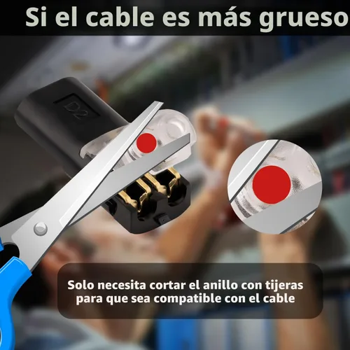 Vista 5 de Paquete de 50 conectores de cable, conectores de cable de empalme rápido de 2 pines de bajo voltaje, conector de empalme de alambre sin soldadura
