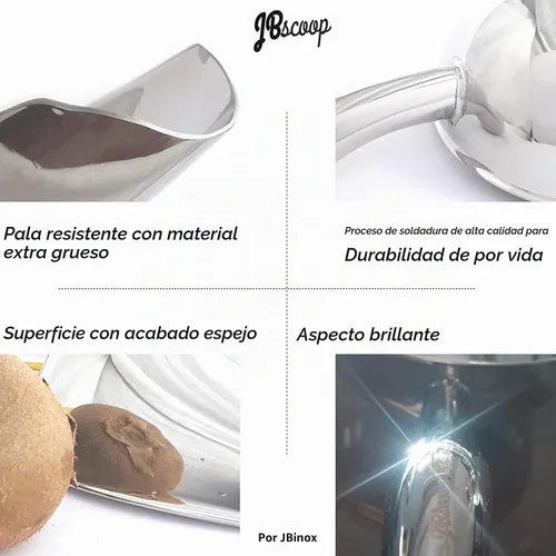 Vista 7 de JBscoop Cuchara de hielo con agujeros. Cuchara de hielo de acero inoxidable con orificios de drenaje para reducir la dilución no deseada. Resistente