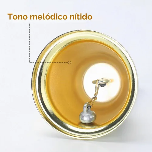 Vista 4 de MROCO Campana de mano dorada, campana de llamada de acero para aula y Dorado