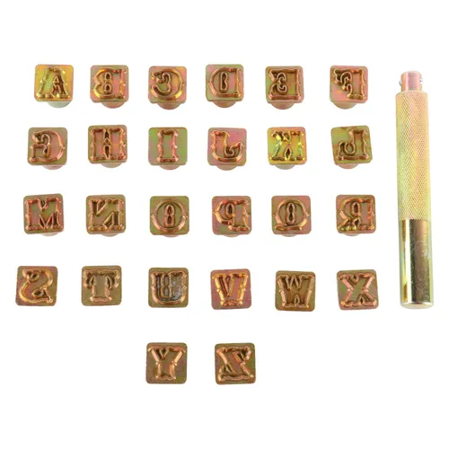 Vista 2 de Juego de 27 piezas de herramientas artesanales estándar para sellos del alfabeto, 1/2" (13 mm) A-Z de cuero para estampación artesanal (1/2 pulgada)
