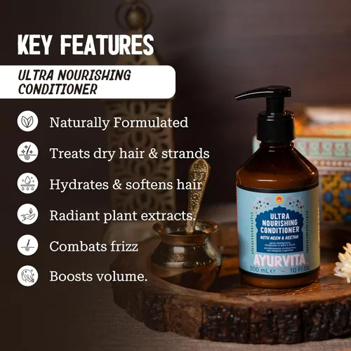 Vista 3 de Neem & Reetha Haircare Set - Champú y acondicionador hidratante, espesante, nutritivo, remedio herbario para cuero cabelludo seco y hebras, fórmula