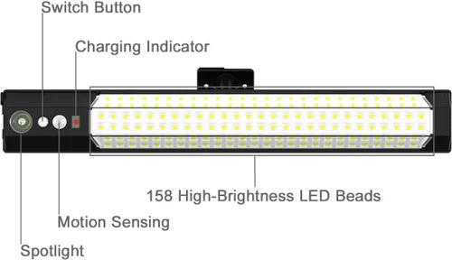 Vista 6 de Luces con sensor solar, iluminación de alto brillo para exteriores, detección de movimiento, panel de carga solar independiente, iluminación manual