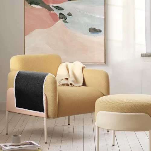 Vista 4 de Ntomtuex Fundas de lino para brazos de sofá, protectores antideslizantes con borde de encaje para silla reclinable de cuero, 2 piezas, color negro