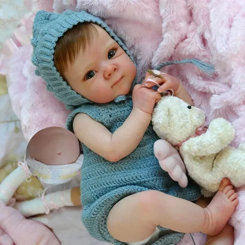 Vista 9 de Anano Muñecas de bebé Reborn de cuerpo completo de 18 pulgadas, muñeca realista recién nacida, niña anatómicamente correcta, muñecas Reborn
