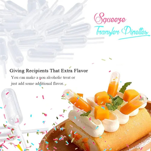 Vista 2 de moveland Jeringas de plástico para cupcakes de 0.1 fl oz, 50 inyectores de líquidos desechables, cuentagotas de transferencia para fresas, cupcakes