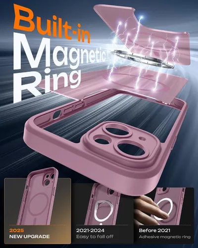 Vista 309 de TOCOL Funda magnética 3 en 1 para iPhone 15 Pro, mejorada [protección completa de cámara] con 2 protectores de pantalla, compatible con MagSafe Gris
