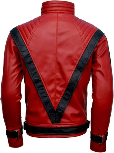 Vista 5 de MJ Thriller - Chaqueta de cuero - FAUX - Color rojo Rojo