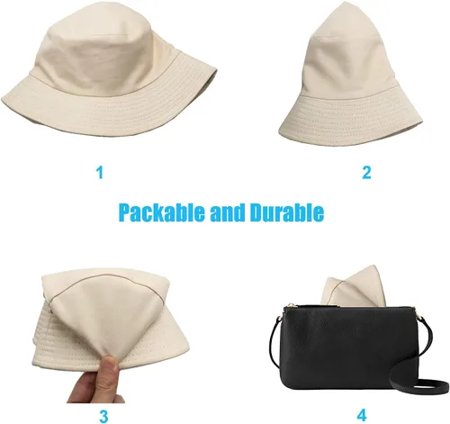 Vista 5 de Sydbecs Sombrero de pescador para mujeres y hombres, reversible, de algodón, para verano, playa, estilo sólido