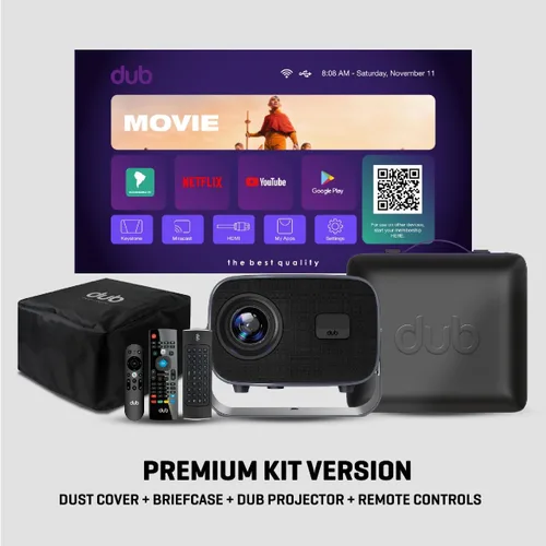 Vista 4 de Proyector DUB con aplicación de TV gratuita Android 14 FullHD Altavoz integrado WiFi y Bluetooth Enfoque automático 2 GB de RAM HDMI