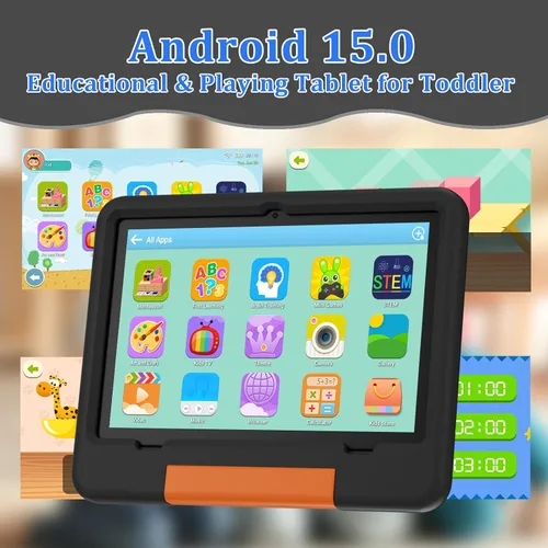 Vista 2 de PEICHENG Tableta para Niños con Estuche Protector EVA, Tableta para Niños Android 15.0 PC 10.1 Pulgadas RAM 20GB (4+16Expand) + ROM 128GB IPS 800 *