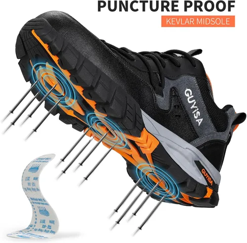 Vista 3 de GLANOUDUN Steel Toe Shoes for Men Outdoor Men's Work Sneakers Comfort Safety Toe Working Shoes for Men Indestructible Industrial Construction Shoes