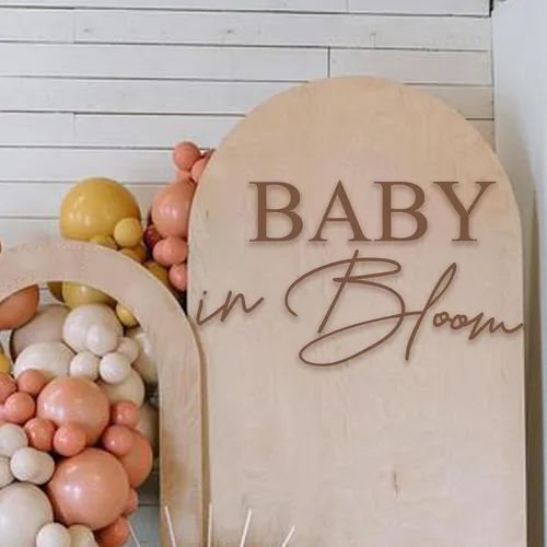 Vista 5 de VANGNING Baby in Bloom Calcomanía Letrero - Calcomanía de Baby Shower para niña o niño, decoración de revelación de género para telón de fondo, arco