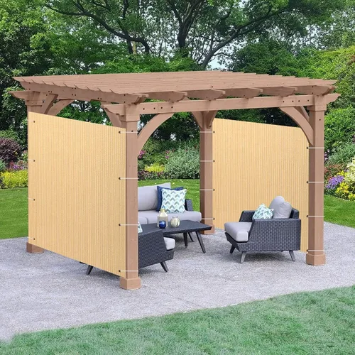 Vista 9 de Panel de privacidad marrón de 3 x 6 pies, pantalla de tela de refugio de 95% de bloqueo UV para pérgola, cenador, ventana, patio, resistente