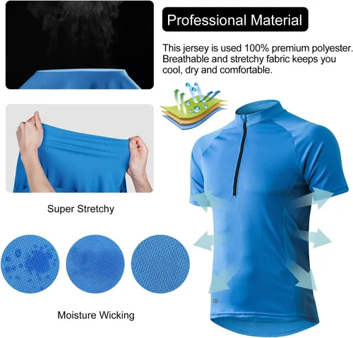 Vista 2 de INBIKE Maillots de ciclismo para hombre que absorbe la humedad, manga corta, secado rápido, camiseta de ciclismo de manga larga transpirable