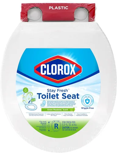 Vista 8 de Clorox Asiento de inodoro de plástico perfumado alargado con bisagras fáciles de quitar -Tyler