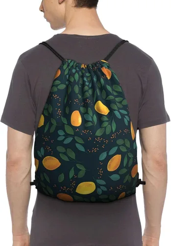 Vista 5 de My Moreyea Bolsa de cuerda de piña ligera para gimnasio yoga con cordón para mujeres hombres y niñas Verde limón Lemon10 Viajar