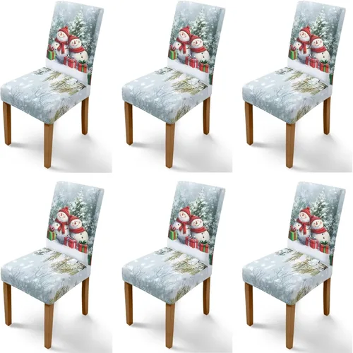 Vista 73 de Rnyleeg Fundas navideñas para sillas de comedor, fundas de asiento de comedor con estampado de campanas brillantes, juego de 1 funda suave y lavable