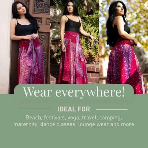 Vista 4 de Happy Trunks Faldas largas para mujer, ropa bohemia para mujer, falda larga, hippie, gitana, bohemio, estampado floral