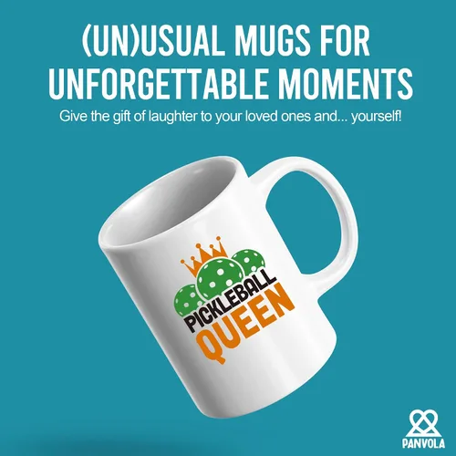 Vista 2 de Pickleball Queen Pickleball Regalos para mujeres, taza de cerámica para amantes del pickleball para jugadores de pelota, taza de café de 11 onzas