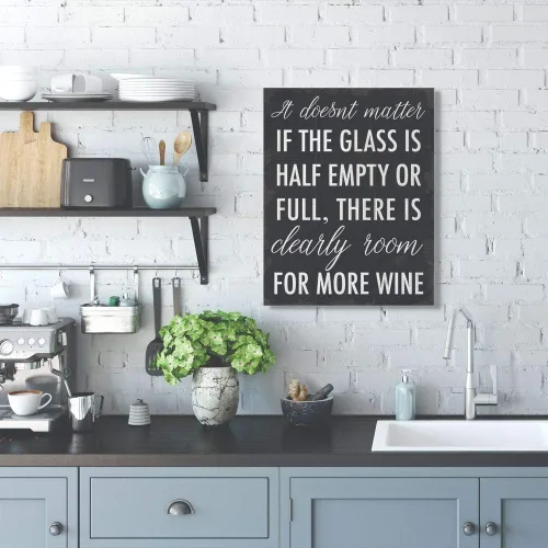 Vista 5 de Stupell Industries More Wine Funny Family - Palabra en blanco y negro, diseño del artista Daphne Polselli, arte de pared, 24 x 1.5 x 30, lienzo