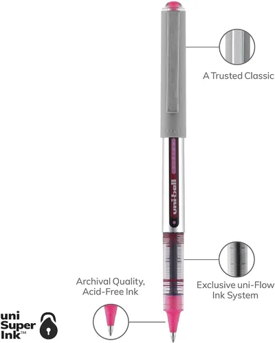 Vista 7 de Uni-ball 60384 Vision Roller Ball Stick Impermeable Bolígrafo Passion Pink Ink Fine Docena