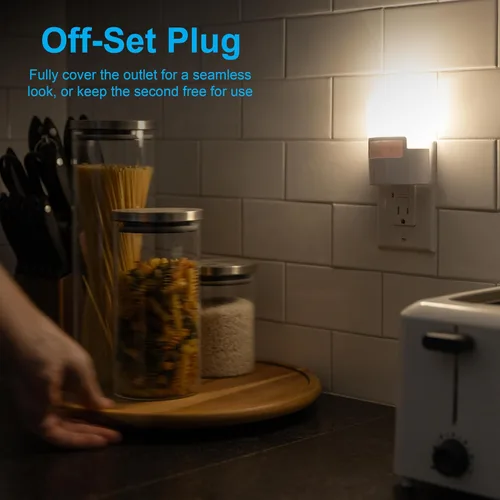 Vista 4 de GE - Luz nocturna LED con sensor de movimiento, enchufable a la pared, 40 lúmenes, blanco suave, certificada UL, eficiencia energética, luz nocturna
