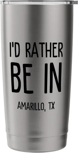 Vista 3 de I'd Rather Be In Amarillo, TX. Far Distance Going Away Stainless Steel Insulated Tumbler