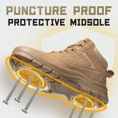 Vista 3 de Furuian - Botas de trabajo unisex con punta de acero, cómodas y ligeras para hombres, con resistencia al deslizamiento, puntera de acero, zapatos