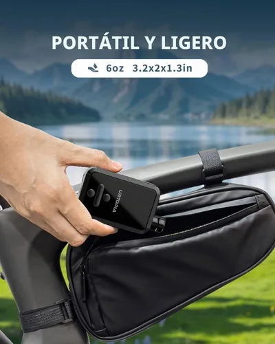 Vista 3 de URTOPIA Bomba eléctrica para bicicleta, bomba de aire de inflado rápido con medidor, hasta 150 PSI, disipación de calor eficiente, recargable